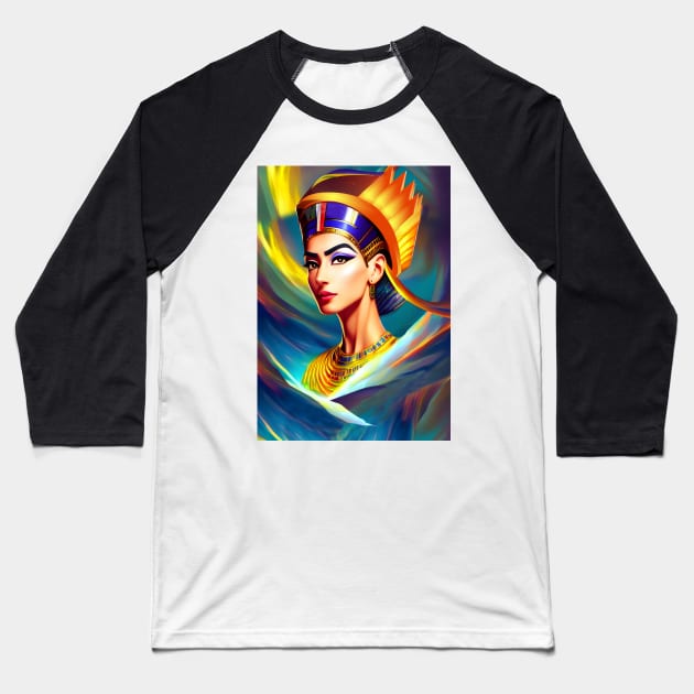 Nefertiti Egyptian Queen Baseball T-Shirt by Nobiya